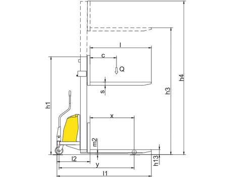 Полуэлектрический штабелер CDD15B-III, г/п 1,5т, в/п 3,5м (регулируемыее вилы)
